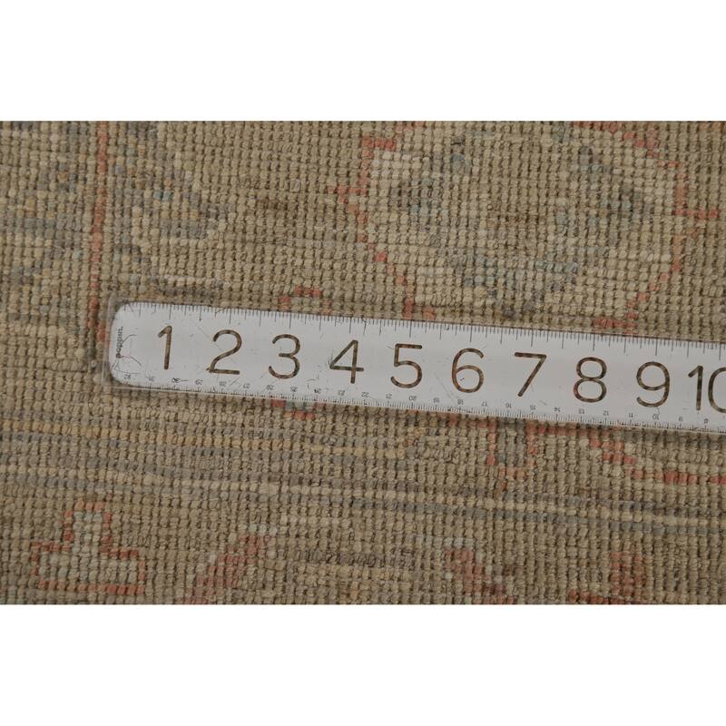 Hand Knotted Oriental 100% Wool Carpet Transitional All-Over Beige & Ivories Oushak Area Rug - 12' 0'' X 9' 0''