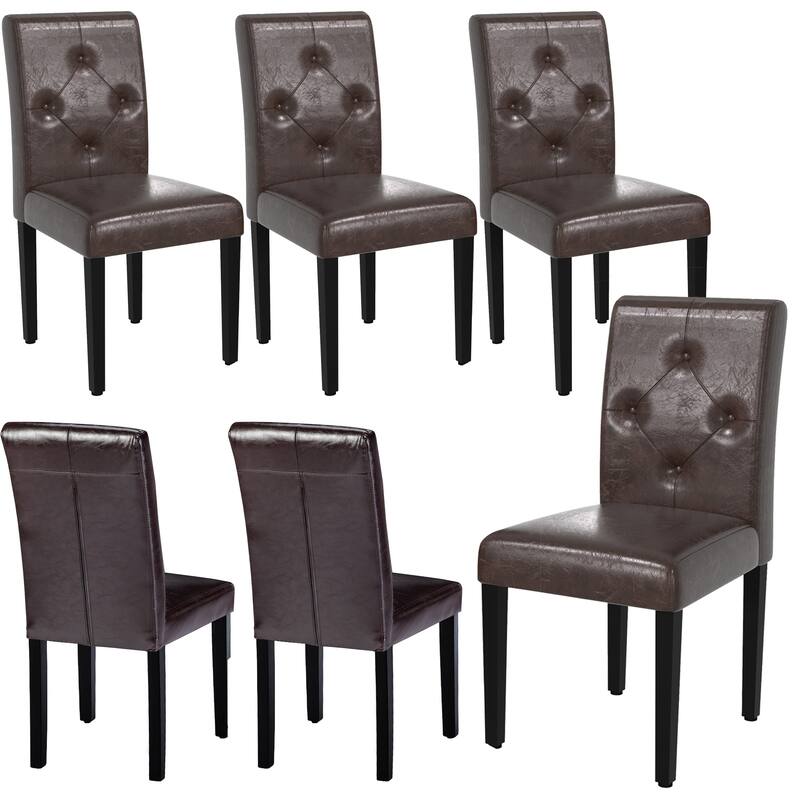 Upholstered Dining Chairs Set of 2/4/6 Modern Dining Chairs with Solid Wood Legs and High Back Dining Room Chairs - Set of 6 - Coffee