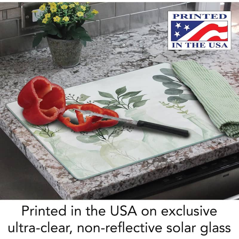 CounterArt "Nature's Greenery" 3mm Heat Tolerant Tempered Glass Cutting Board 15" x 12" Made in the USA Dishwasher Safe