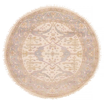 ECARPETGALLERY Hand-knotted Royal Oushak Cream Wool Rug - 6'0 x 6'0