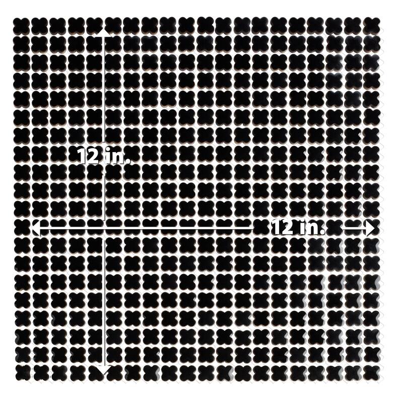 Merola Tile Fioretti Glossy Black 12" x 12" Porcelain Mosaic Floor and Wall Tile