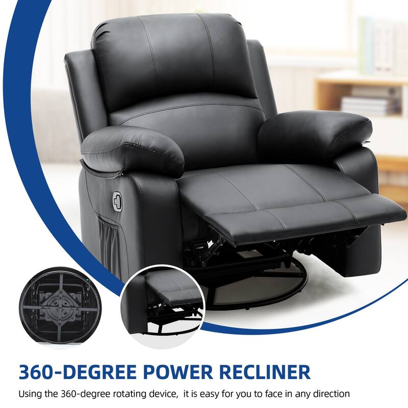 Moasis Beige Faux Leather Oversized Rocker Recliner Chair with Heat and Massage