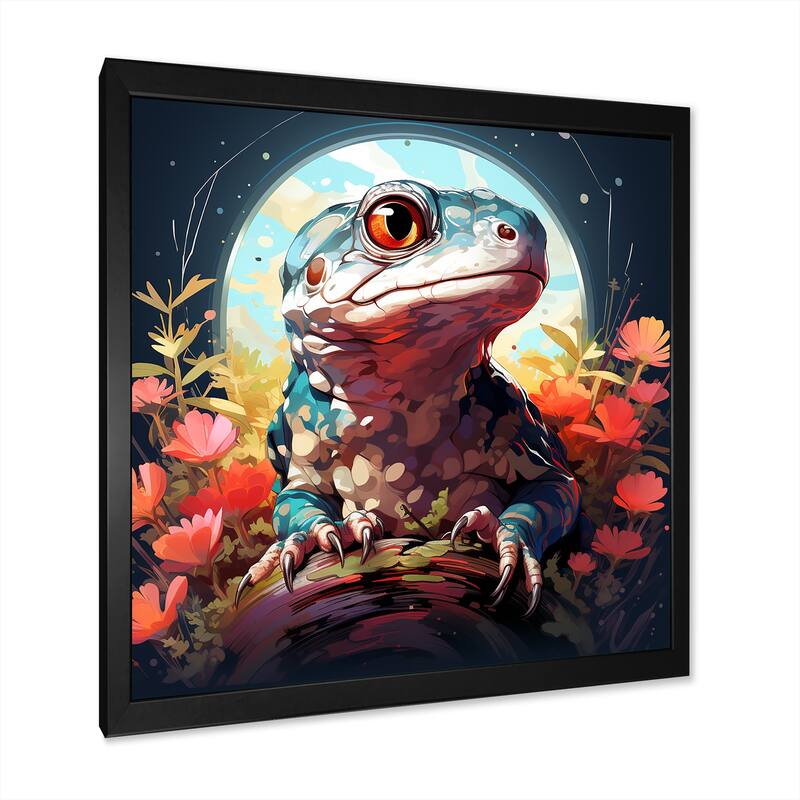 Designart "Salamander Reptile Portrait II" Reptile/Amphibian Wall Decor Pink Modern Entryway Framed Wall Art