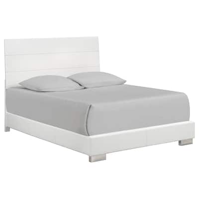 Felicity Contemporary Wood Panel Bed White High Gloss