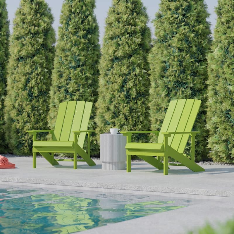 Outdoor All-Weather Poly Resin Wood Adirondack Chairs (Set of 2)