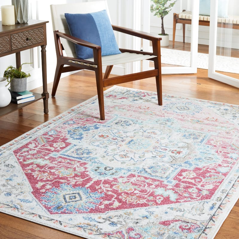 SAFAVIEH Phoenix Gretchen Shabby Chic Distressed Rug - 5'5" x 7'7" - Red/Ivory