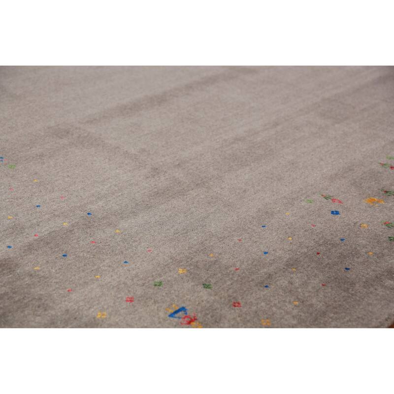 Tribal Gabbeh Indian Area Rug Handmade Grey Wool Carpet - 7'11" x 9'11"