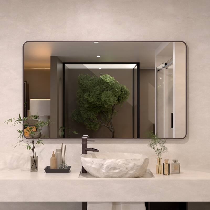 24/30/42/48/60 inch Rectangle Frameless Wall Mounted Bathroom Vanity Mirror - 60" x 36" - Oil Rubbed Bronze