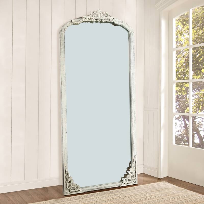 Lumioca Carved Solid Wood Arched Standing Mirror Wall Mirror