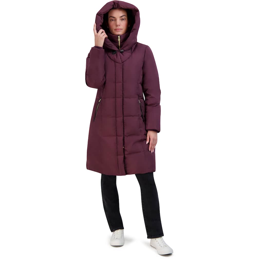 Cole Haan Women's Bib Insert Mid-Length Puffer Coat