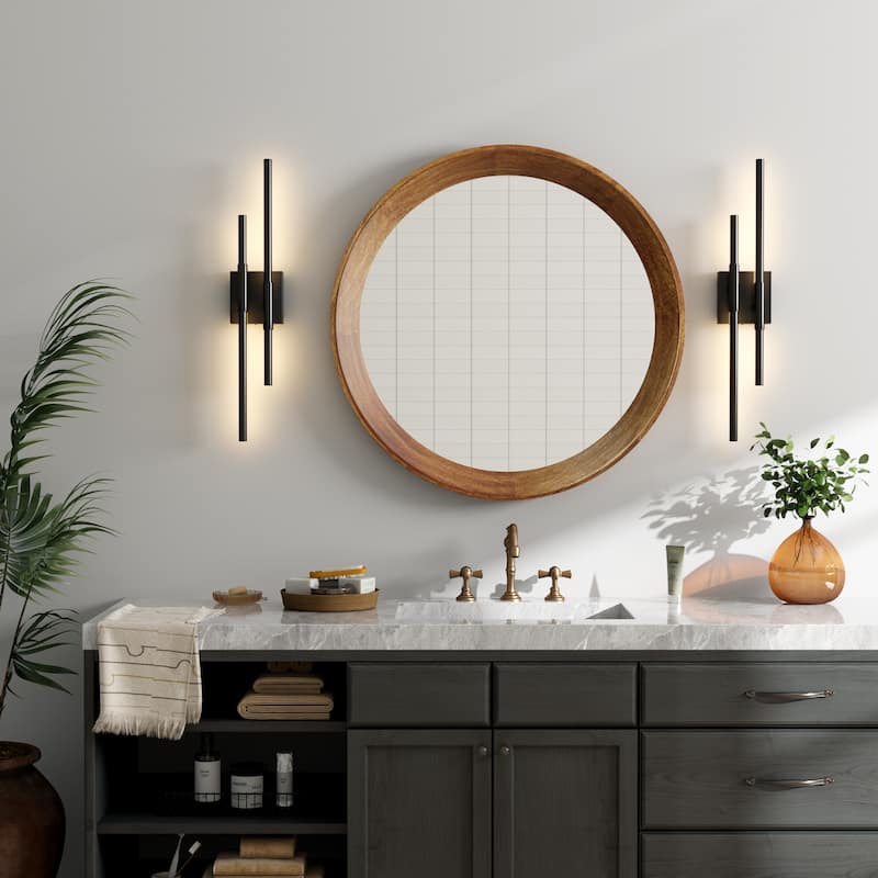 2-PACK 2-Light LED Dimmable Bath and Vanity Light Wall Sconces - Black
