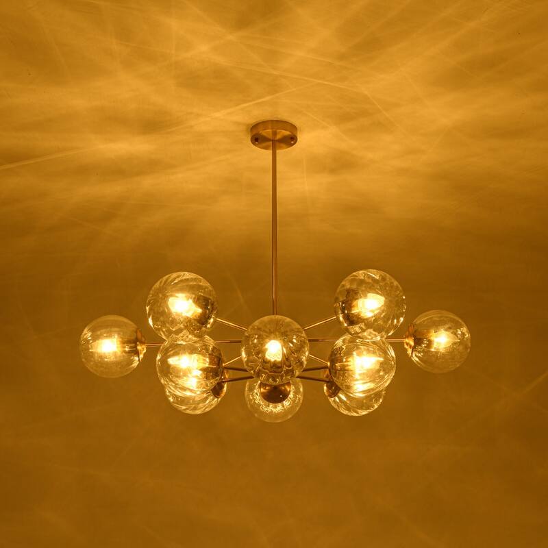 Classic Glam 12-Light Striped Glass Sputnik Tiered Chandelier - 35.4 in