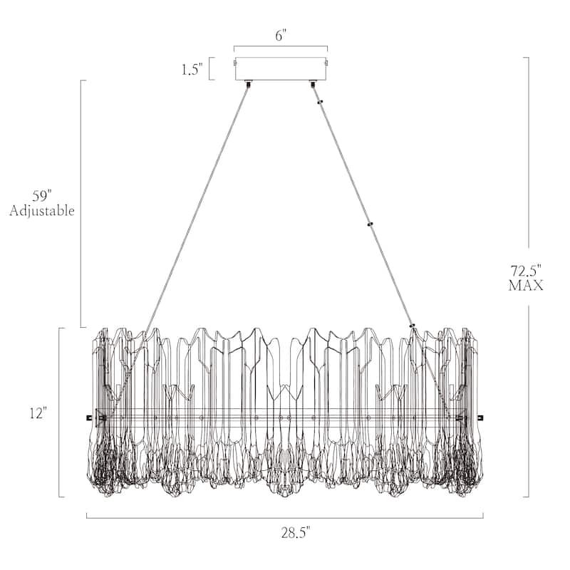Modern 1-Light LED Drum Chandelier Art Coastal for Dining Living Room - Dia. 28.5" x H 12"