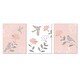 preview thumbnail 2 of 2, Lambs & Ivy Petals Pink/Gray/White Floral/Birds 11 by 14 Unframed Wall Art 3pc