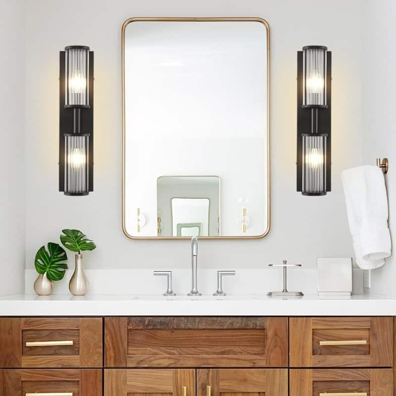 2 Pack vanity lights for mirror black wall sconces metal bathroom light fixtures