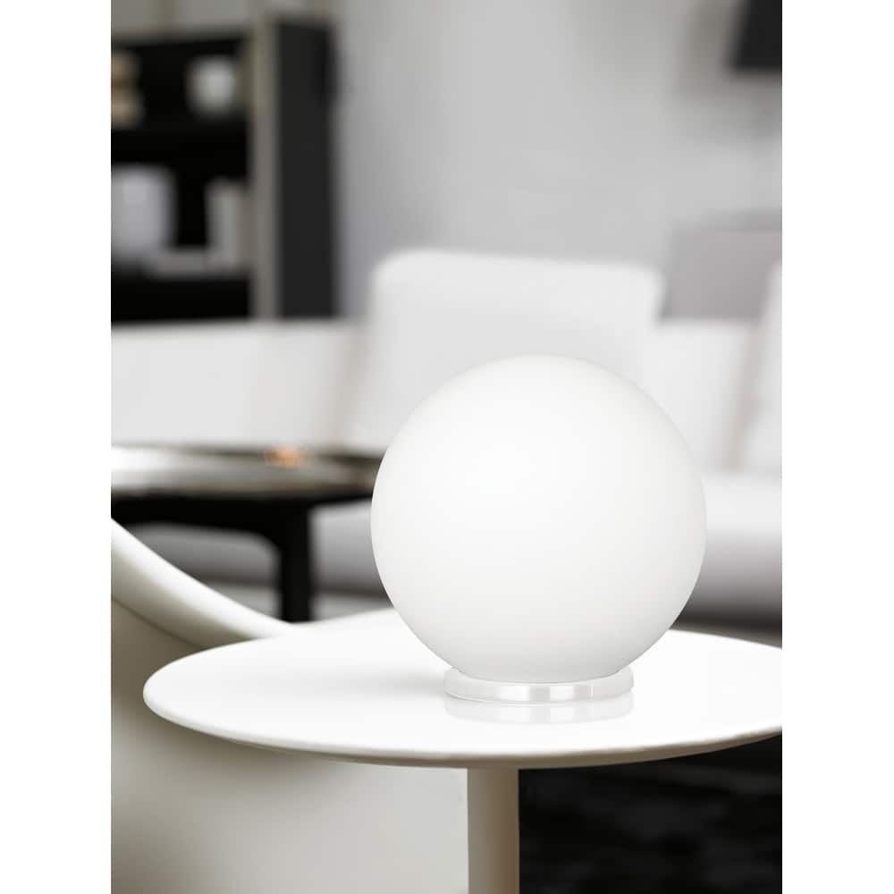 Eglo Rondo 1-Light White Round Table Lamp with Opal Frosted Glass