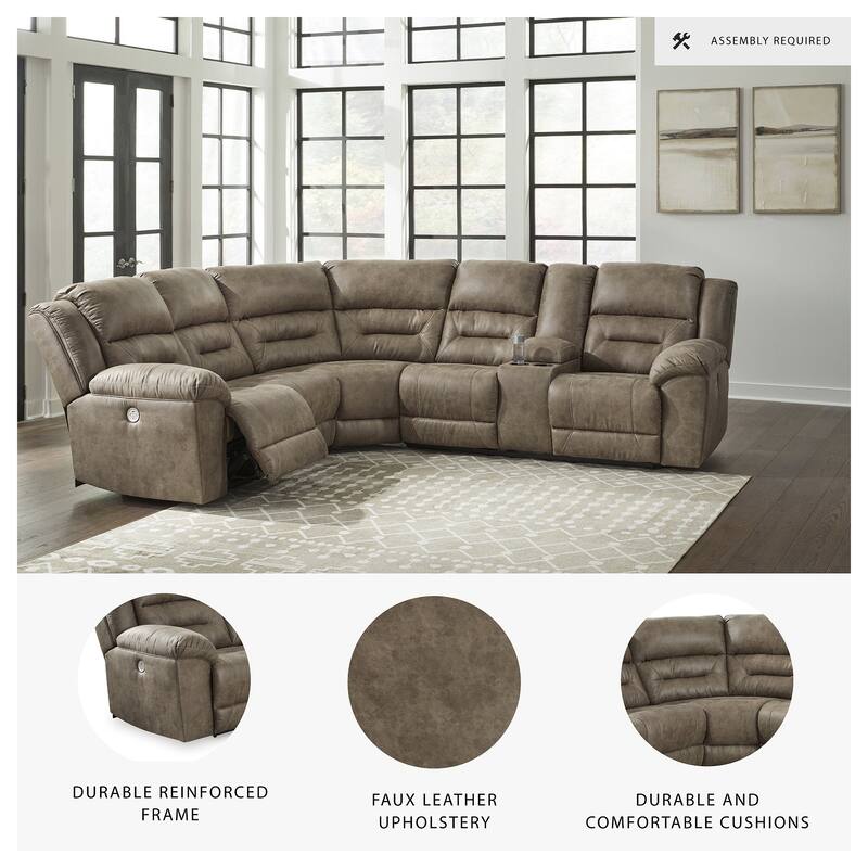 Signature Design by Ashley Ravenel Brown 3-Piece Power Reclining Sectional - 106" W x 93" D x 43" H