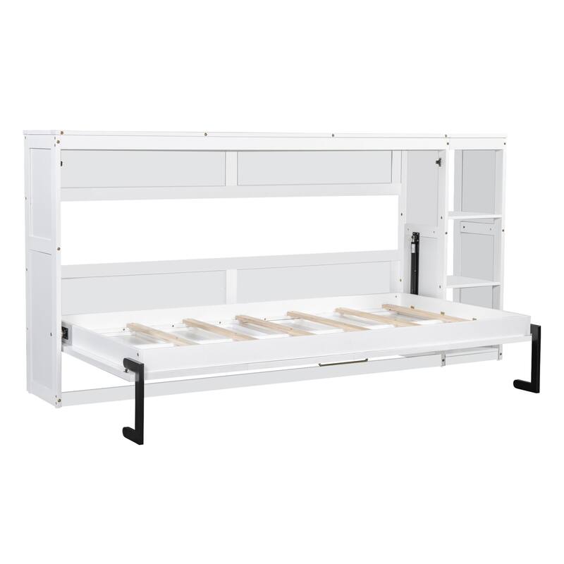 Twin Size Murphy Bed with Bookshelf