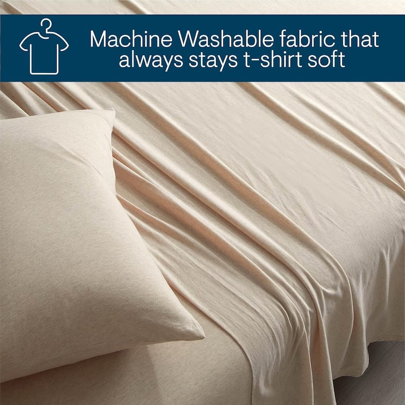 Aeropostale Super Soft Heather Oatmeal Jersey Knit Sheet Set All-Season Comfort