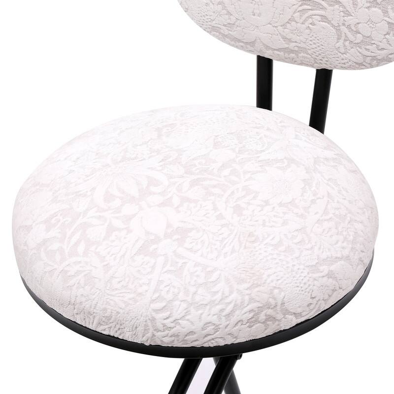 Set of 2 Round Bar Stools with Floral Print Seats - Sturdy Metal Frame for Kitchen & Dining