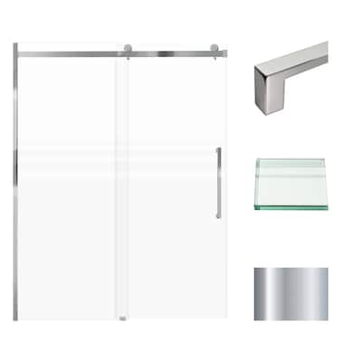 Madeline 60 in. W x 76 in. H Sliding Frameless Shower Door with Fixed Panel with Frosted Glass - 56-60-in W x 76-in H
