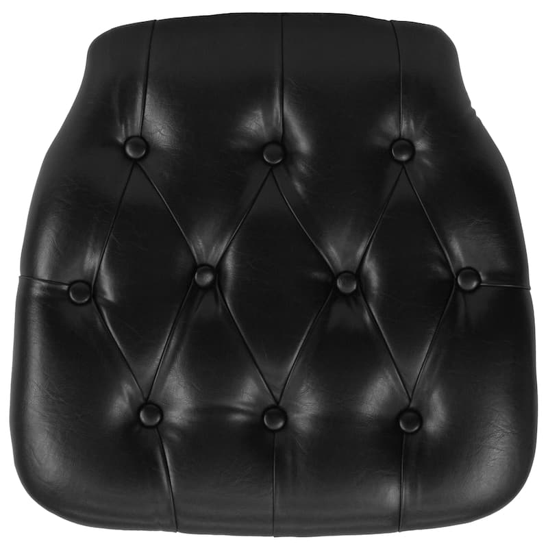 Hard Tufted Vinyl Chiavari Chair Cushion - Black - Single - 15.75"W x 15.75"D x 1.5"H