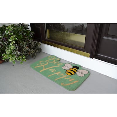 Bee Happy Outdoor Coir Non Skid Doormat