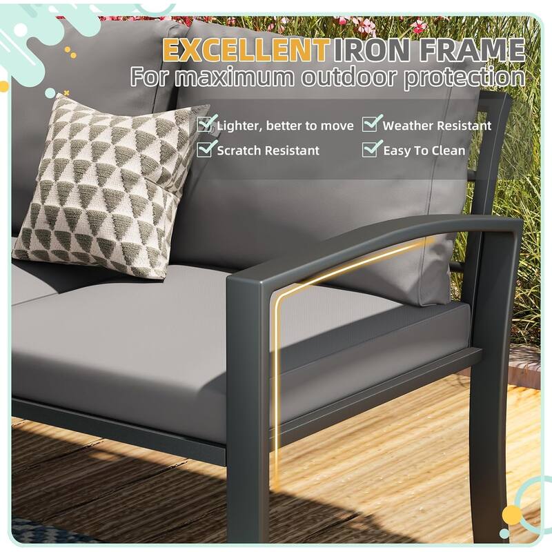 AECOJOY Metal Patio Furniture Set 7 Pieces Modern Outdoor Conversation Set