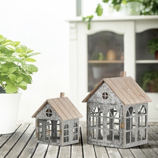 Metal And Wood Home Lantern 8.75 12.5 Set of two. 9.5 Bed Bath Beyond 39942841