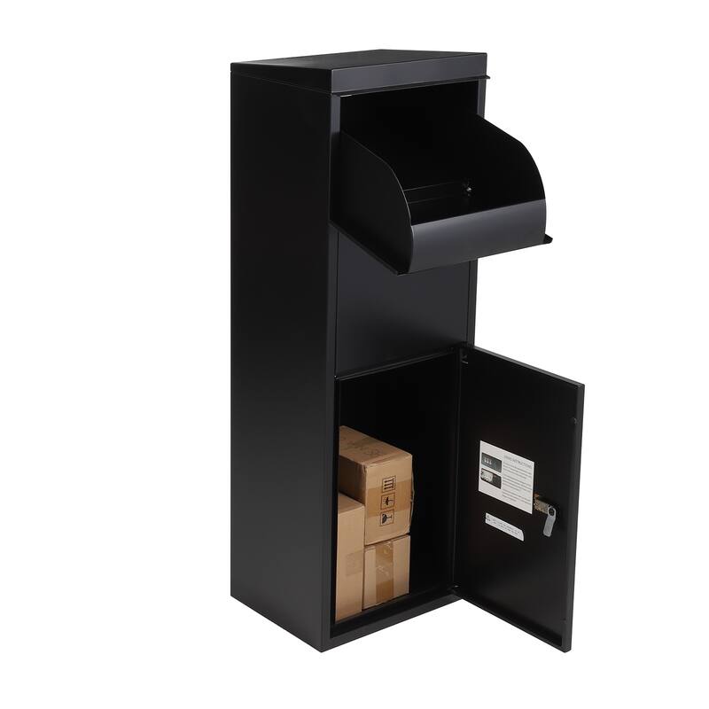 Outdoor Freestanding Package Delivery Box, Mailbox - Black