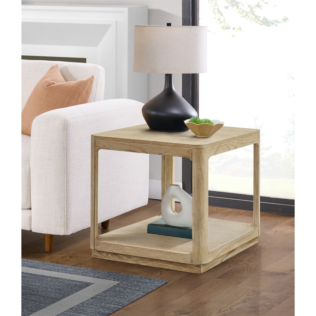 Delray Natural Wood 24-Inch End Table with Shelf