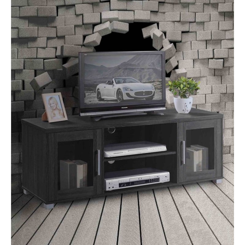 57" Black Wide Contemporary Entertainment Center
