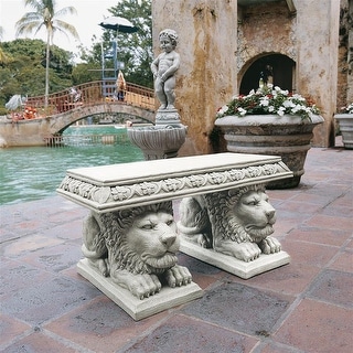 Design Toscano Grand Lion of St. John's Square Sculptural Bench,Gothic Stone