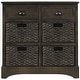 preview thumbnail 30 of 48, 28” Farmhouse Solid Wood Storage Cabinet with Two Drawers and Four Rattan Baskets