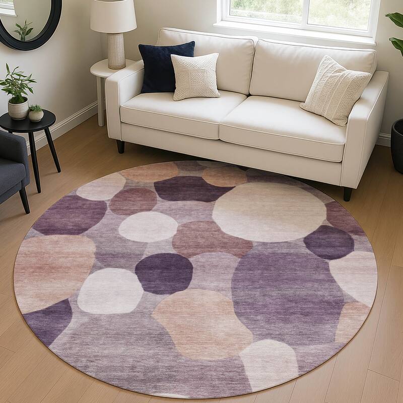 Machine Washable Indoor/ Outdoor Modern Circy Chantille Rug