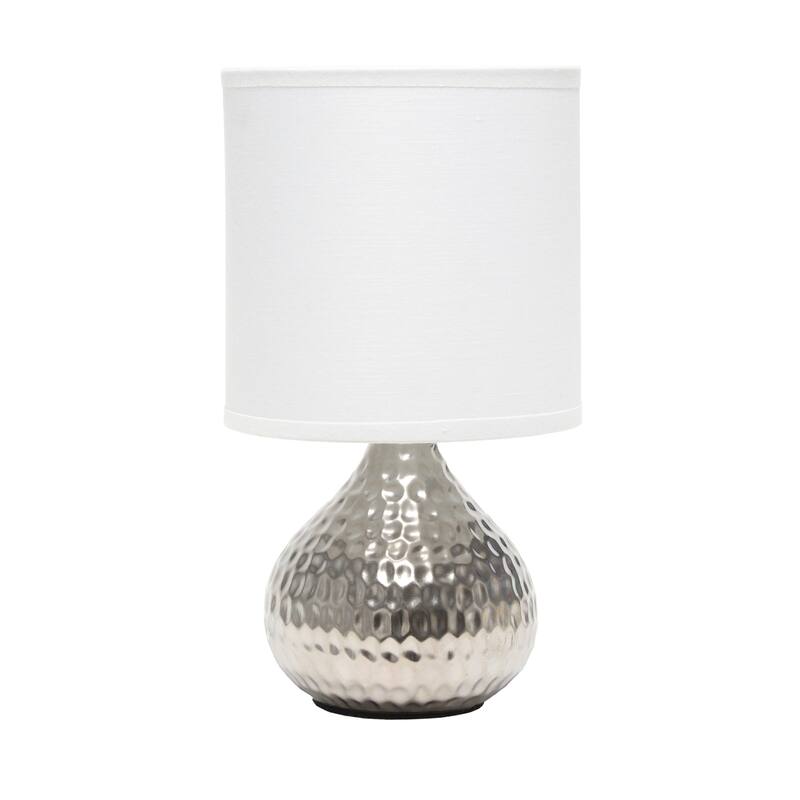 9.25 in. Silver Finish Table Lamp with White Shade, Sturdy Table Lamp for Living Rooms and Bedrooms
