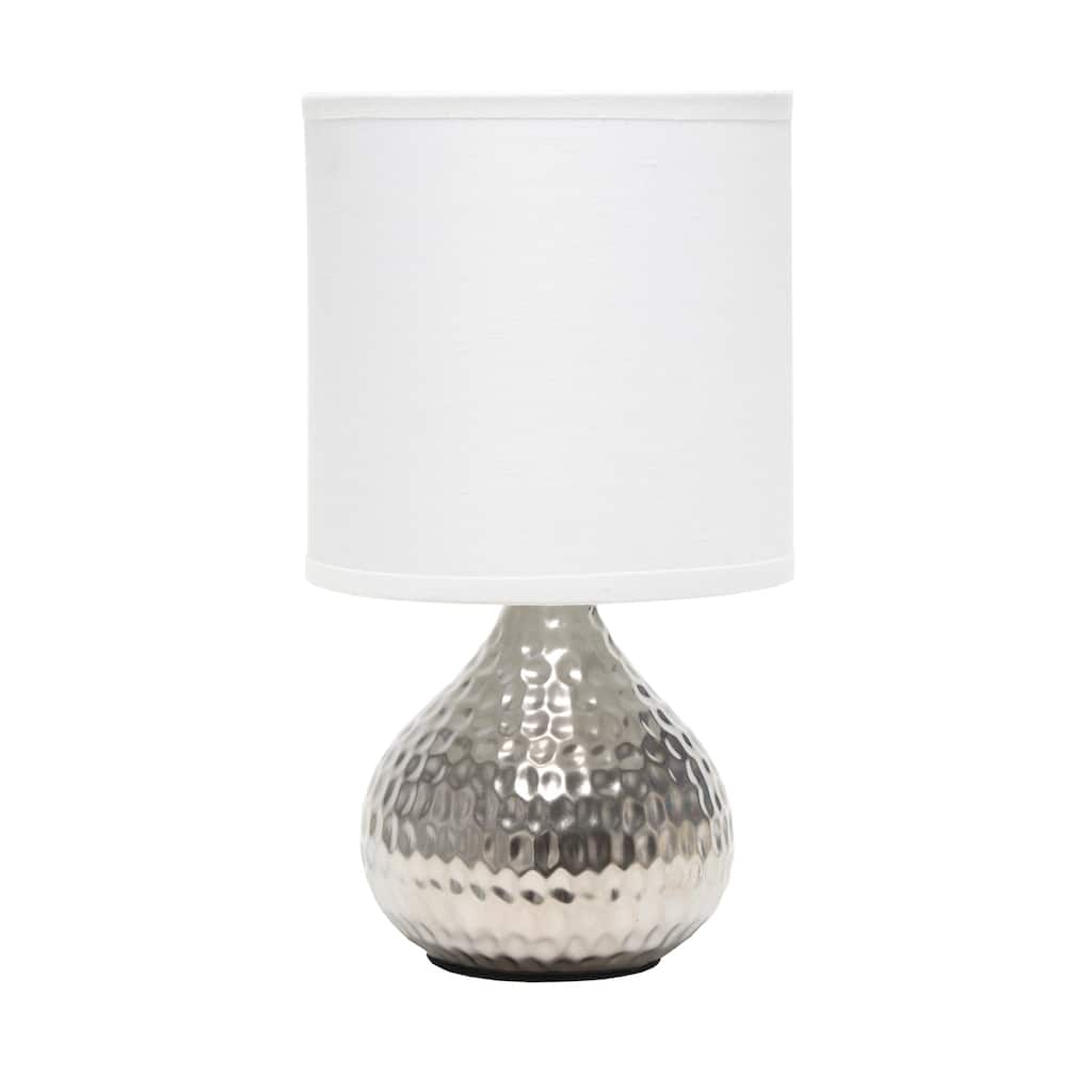 9.25 in. Silver Finish Table Lamp with White Shade, Sturdy Table Lamp for Living Rooms and Bedrooms