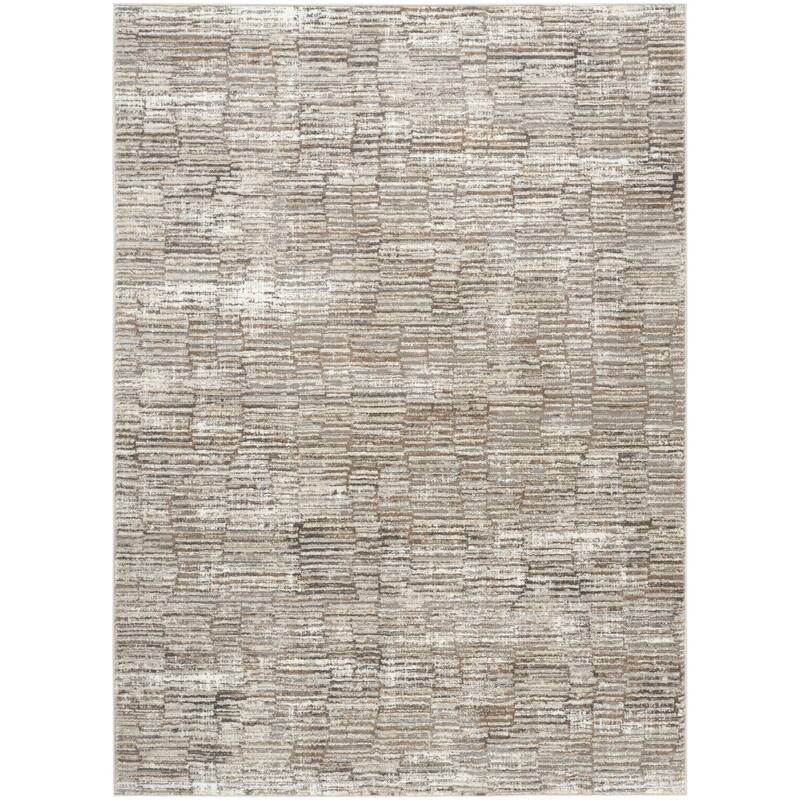 Power Loomed Abstract Modern Non Skid Stain Resistant Area Rug - 87' X '63' X '0.5