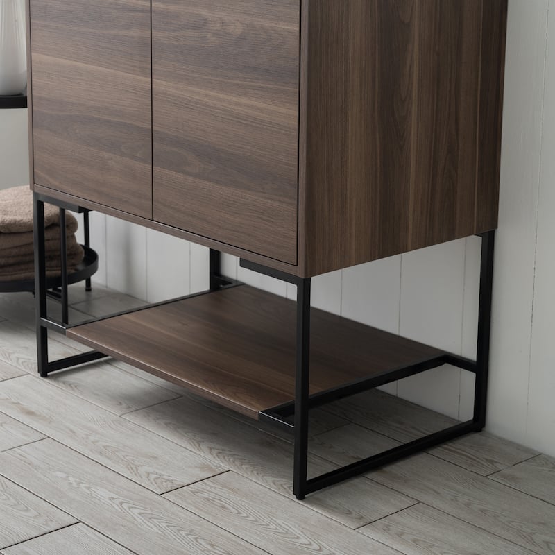 Freestanding Bathroom Vanity Set with Open Shelf & Acrylic Sink