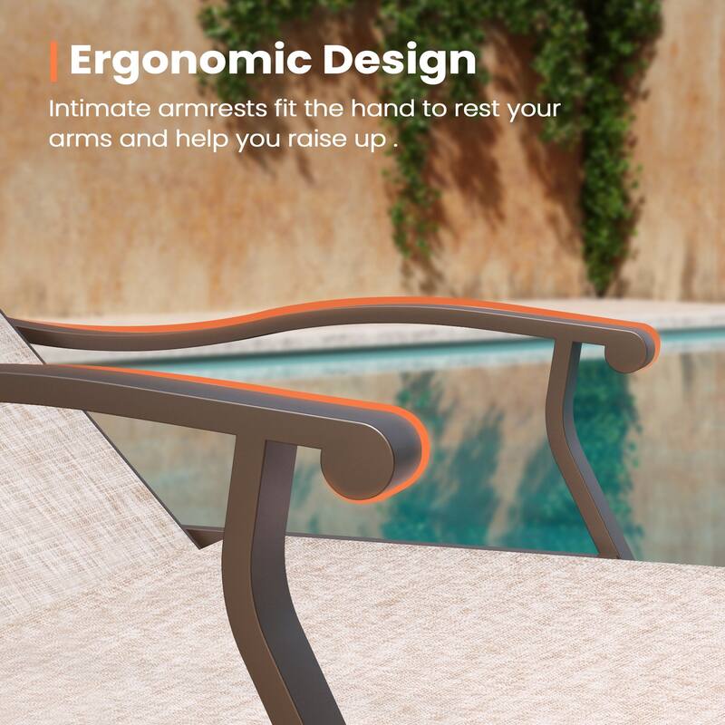 Pellebant 2PCS Patio Aluminum Adjustable Chaise Lounge Chair
