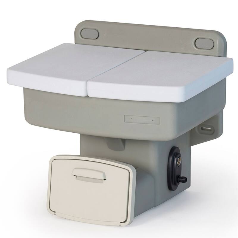Modern Home Wall Mounted Outdoor Garden Sink w/Hose Holder - No Plumbing Required Mountable Outdoor Faucet (Beige) - Standard
