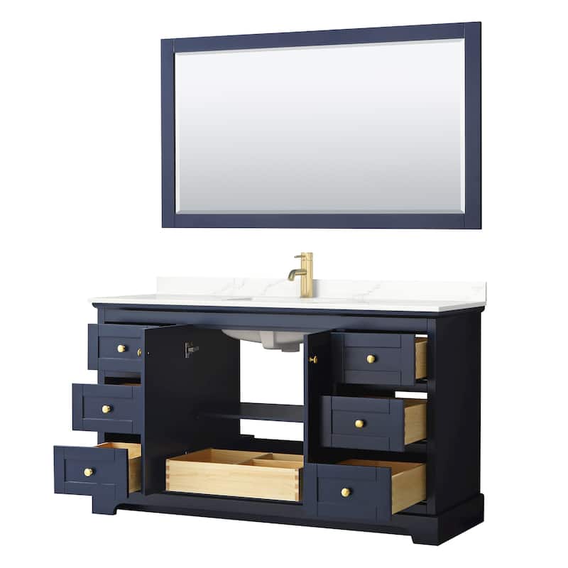 Avery 60-inch Single Vanity, Quartz Top, 58-inch Mirror
