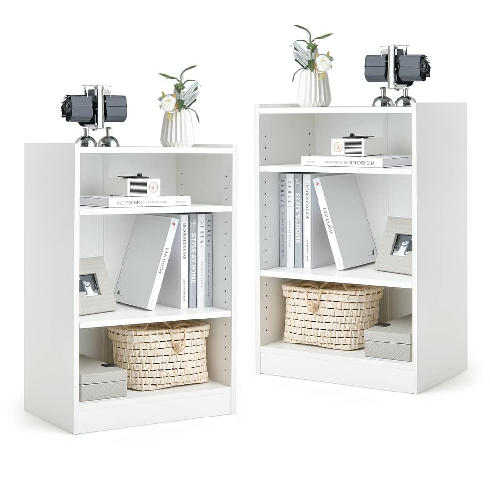 Costway 2 PCS 3-Tier Bookcase Open Multipurpose Display Rack Cabinet - 19.5'' x 12'' x 29.5'' (L x W x H)