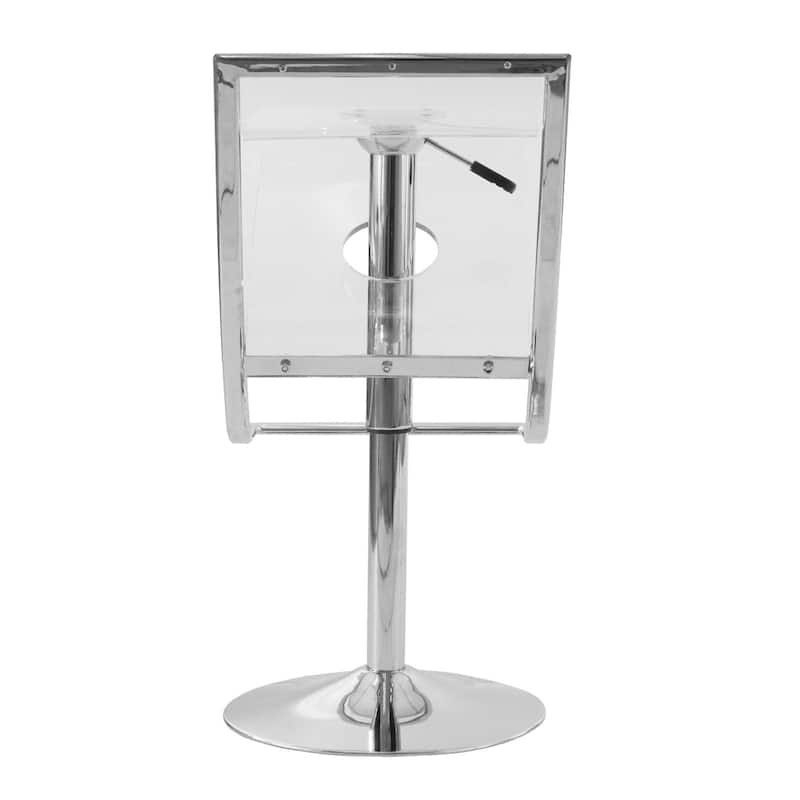 Napoli Clear Acrylic Height Adjustable Bar Stool - Modern Transparent Swivel Counter Height Chair for Kitchen or Home Bar