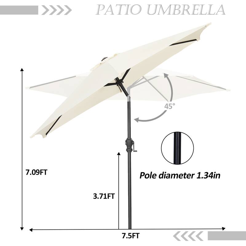 Ainfox 7.5ft Patio Umbrella Outdoor Umbrella Tilt Multi-color Without Base
