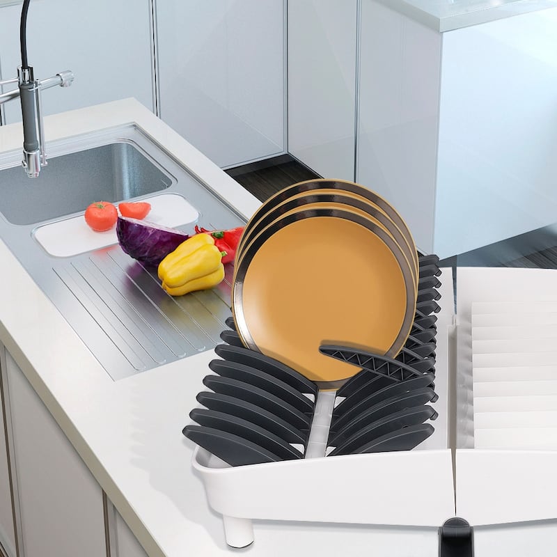 Foldable Countertop Dish Drying Rack with Drainer - 16.5" x 13.8"