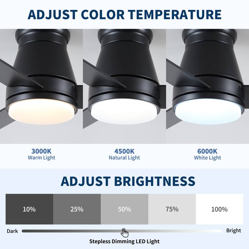 48" Black Lowe Profile Ceiling Fan with Light - Black,Brown