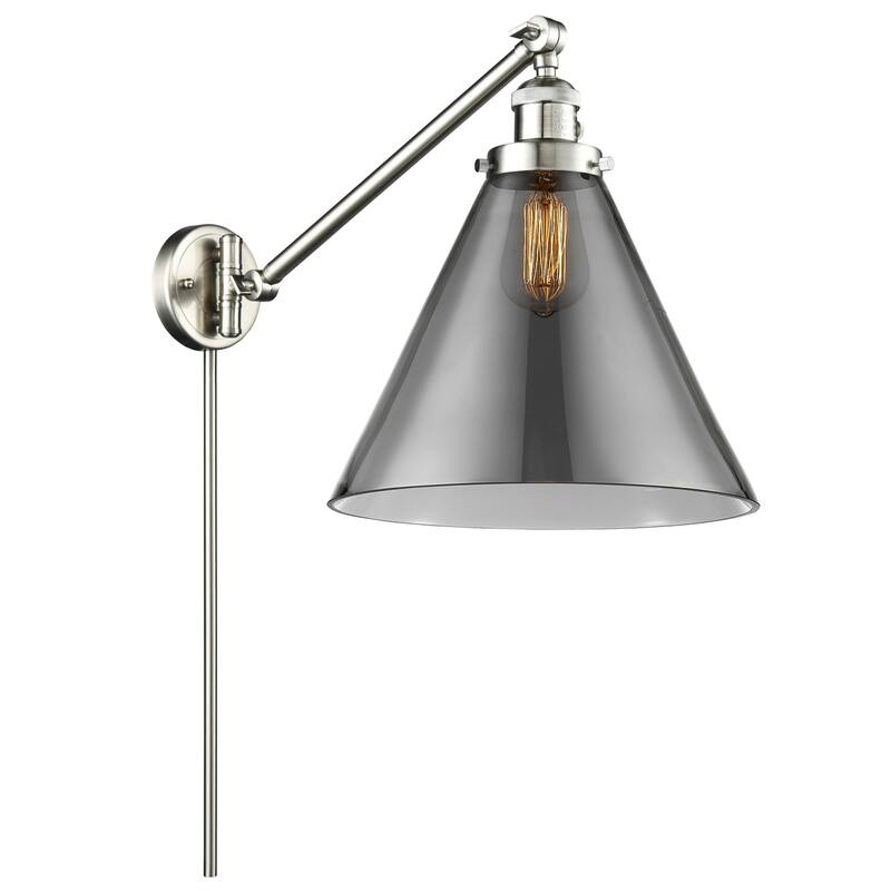 Innovations Lighting X-Large Cone Single Light 16" Tall Bathroom - Brushed Satin Nickel / Smoked
