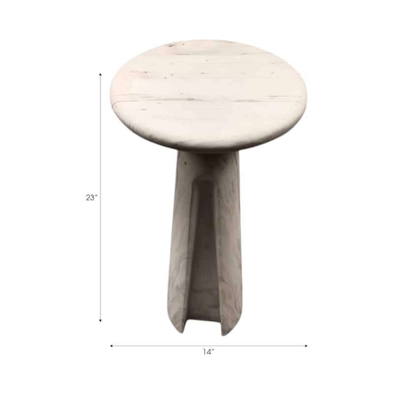 Marble Stone Accent Table Valencia Design for Home Decor - 22" Ivory - 10" x 10" x 21.75"