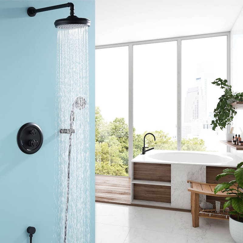 2-Handle 3-Spray Patterns Solid Brass Shower System (Valve Included)